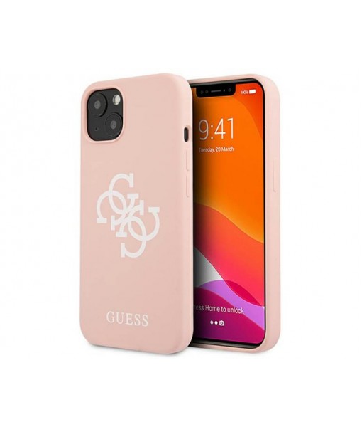 Husa Premium Guess, Originala, Compatibila Cu iPhone 13, Colectia Silicone 4G Logo, Roz